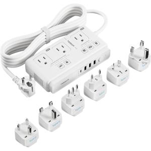 imageTESSAN Voltage Converter US to Europe 220 to 110 Voltage Converter Universal Travel Adapter with 4 USB Ports 1 USB C 3 AC and EU UK AU IT in ZA Plug Power Adapter Step Down Transformer 6FT6 Feet