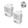 imageTESSAN Type F Plug Adapter 2 Pack PD 20W South Korea Outlet Adapter with 4 AC Outlets 4 USB Ports 2 USB C Type E Power Adaptor for US to Europe Spain Germany France Iceland Greece Russia NorwayType G  UK Ireland