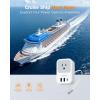 imageEuropean Travel Plug Adapter 2 Pack Builtin 20W Retractable USBC Cable PD 20W TESSAN Type C Power Adapter with 3 AC Outlets 4 USB Ports for US to Europe Italy Spain France Greece Iceland Germany