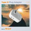 imageTESSAN Brazil Plug Adapter 2 Pack 7 in 1 PD 20W Travel Adaptor with 4 Electrical Outlets and 3 USB Charger Ports 1 USBA 2 USBC Type N Power Adapters for US to Brasil Brazilian