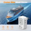 imageTESSAN Brazil Plug Adapter 2 Pack 7 in 1 PD 20W Travel Adaptor with 4 Electrical Outlets and 3 USB Charger Ports 1 USBA 2 USBC Type N Power Adapters for US to Brasil Brazilian