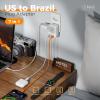 imageTESSAN Brazil Plug Adapter 2 Pack 7 in 1 PD 20W Travel Adaptor with 4 Electrical Outlets and 3 USB Charger Ports 1 USBA 2 USBC Type N Power Adapters for US to Brasil Brazilian