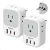 imageTESSAN Brazil Plug Adapter 2 Pack 7 in 1 PD 20W Travel Adaptor with 4 Electrical Outlets and 3 USB Charger Ports 1 USBA 2 USBC Type N Power Adapters for US to Brasil Brazilian