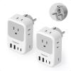 imageTESSAN Type F Plug Adapter 2 Pack 28W Germany France Travel Plug Adapter with 4 Outlets 5 USB Ports 3 USBC Type E Power Adaptor for US to Europe Spain Iceland Greece South Korea Russia Norway