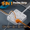 image:imageTESSAN 10Ft Grey Extension Cord with Multiple Outlets Surge Protector Power Strip with 6 Outlets and 4 USB Ports 2 USB C 2100 Joules Protection Flat Plug Outlet Extender for Home Office Dormwhite