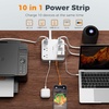 image:imageTESSAN 10Ft Grey Extension Cord with Multiple Outlets Surge Protector Power Strip with 6 Outlets and 4 USB Ports 2 USB C 2100 Joules Protection Flat Plug Outlet Extender for Home Office DormGrey