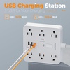 image:imageTESSAN 10Ft Grey Extension Cord with Multiple Outlets Surge Protector Power Strip with 6 Outlets and 4 USB Ports 2 USB C 2100 Joules Protection Flat Plug Outlet Extender for Home Office Dormwhite