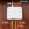 image:imageTESSAN 10Ft Grey Extension Cord with Multiple Outlets Surge Protector Power Strip with 6 Outlets and 4 USB Ports 2 USB C 2100 Joules Protection Flat Plug Outlet Extender for Home Office DormGrey