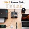 image:imageTESSAN 10Ft Grey Extension Cord with Multiple Outlets Surge Protector Power Strip with 6 Outlets and 4 USB Ports 2 USB C 2100 Joules Protection Flat Plug Outlet Extender for Home Office Dormblack