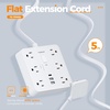 image:imageTESSAN 10Ft Grey Extension Cord with Multiple Outlets Surge Protector Power Strip with 6 Outlets and 4 USB Ports 2 USB C 2100 Joules Protection Flat Plug Outlet Extender for Home Office Dormwhite
