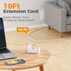 image:imageTESSAN 10Ft Grey Extension Cord with Multiple Outlets Surge Protector Power Strip with 6 Outlets and 4 USB Ports 2 USB C 2100 Joules Protection Flat Plug Outlet Extender for Home Office Dormwhite