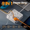 image:imageTESSAN 10Ft Grey Extension Cord with Multiple Outlets Surge Protector Power Strip with 6 Outlets and 4 USB Ports 2 USB C 2100 Joules Protection Flat Plug Outlet Extender for Home Office Dormwhite