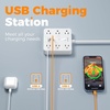image:imageTESSAN 10Ft Grey Extension Cord with Multiple Outlets Surge Protector Power Strip with 6 Outlets and 4 USB Ports 2 USB C 2100 Joules Protection Flat Plug Outlet Extender for Home Office Dormwhite