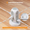 image:imageTESSAN Tower Power Strip with Individual Switches Surge Protector with 11 Outlets 4 USB Ports 2 USB C Flat Extension Cord 10 Ft 1625W 20W Charging Station for Multiple Devices for Office DormGrey