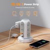 image:imageTESSAN Tower Power Strip with Individual Switches Surge Protector with 11 Outlets 4 USB Ports 2 USB C Flat Extension Cord 10 Ft 1625W 20W Charging Station for Multiple Devices for Office DormGrey