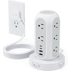 image:imageTESSAN Tower Power Strip with Individual Switches Surge Protector with 11 Outlets 4 USB Ports 2 USB C Flat Extension Cord 10 Ft 1625W 20W Charging Station for Multiple Devices for Office DormGrey