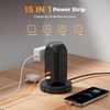 image:imageTESSAN Tower Power Strip with Individual Switches Surge Protector with 11 Outlets 4 USB Ports 2 USB C Flat Extension Cord 10 Ft 1625W 20W Charging Station for Multiple Devices for Office DormBlack