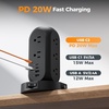 image:imageTESSAN Tower Power Strip with Individual Switches Surge Protector with 11 Outlets 4 USB Ports 2 USB C Flat Extension Cord 10 Ft 1625W 20W Charging Station for Multiple Devices for Office DormBlack