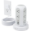 image:imageTESSAN Tower Power Strip with Individual Switches Surge Protector with 11 Outlets 4 USB Ports 2 USB C Flat Extension Cord 10 Ft 1625W 20W Charging Station for Multiple Devices for Office DormGrey