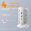 image:imageTESSAN Tower Power Strip with Individual Switches Surge Protector with 12 Outlets 5 USB Ports2 USB C Flat Extension Cord 6 Ft 1250W Charging Station for Multiple Devices Office Dorm GreyGrey