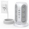 image:imageTESSAN Tower Power Strip with Individual Switches Surge Protector with 12 Outlets 5 USB Ports2 USB C Flat Extension Cord 6 Ft 1250W Charging Station for Multiple Devices Office Dorm GreyGrey