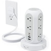 image:imageTESSAN Tower Power Strip with Individual Switches Surge Protector with 11 Outlets 4 USB Ports 2 USB C Flat Extension Cord 10 Ft 1625W 20W Charging Station for Multiple Devices for Office DormGrey