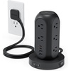 image:imageTESSAN Tower Power Strip with Individual Switches Surge Protector with 11 Outlets 4 USB Ports 2 USB C Flat Extension Cord 10 Ft 1625W 20W Charging Station for Multiple Devices for Office DormBlack