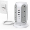 image:imageTESSAN Tower Power Strip with Individual Switches Surge Protector with 12 Outlets 5 USB Ports2 USB C Flat Extension Cord 6 Ft 1250W Charging Station for Multiple Devices Office Dorm GreyGrey