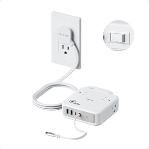 image:imageTESSAN Surge Protector Extension Cord 5Ft Flat Plug Power Strip with 4 Outlets 4 USB Ports1 USB C 20W USB C Cable USB Charger 1050 Joules Protection Suitable for Home Office Dorm GreyGray