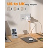image:imageTESSAN US to UK Plug Adapter PD 20W 2 Pack Ultra Thin UK Adapters for Travel with 3 USB Ports 2 USB C Type G Power Adaptor for USA to Ireland Scotland Dubai Hong Kong England British Kenya London