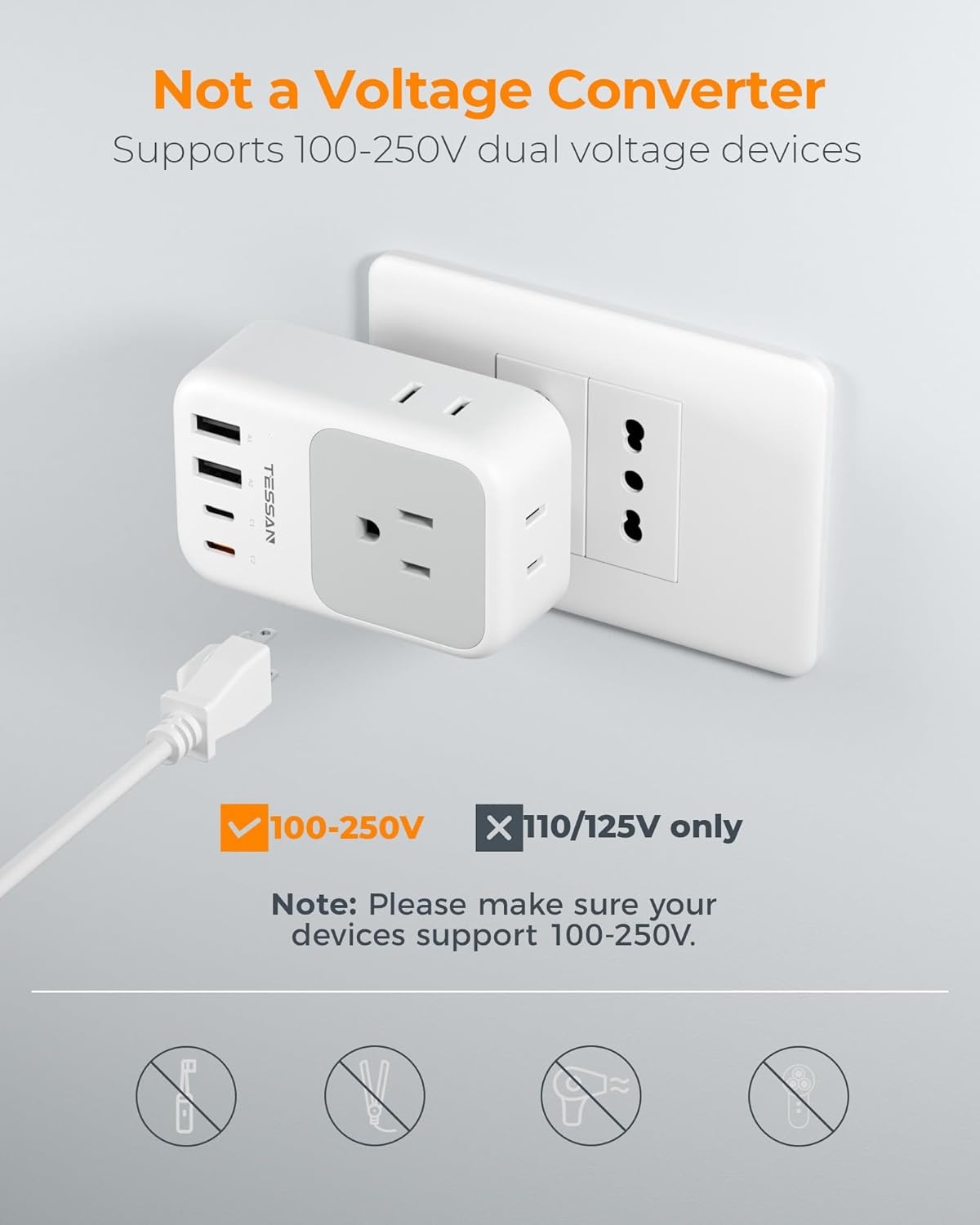 image:imageNew Zealand Power Adapter 2 Pack TESSAN PD 20W US to Australia Plug Adapter with 4 AC Outlets 4 USB Ports 2 USB C Type I Travel Adaptor for USA to Australian Argentina China Fiji AU NZ SamoaType L  Italy Chile
