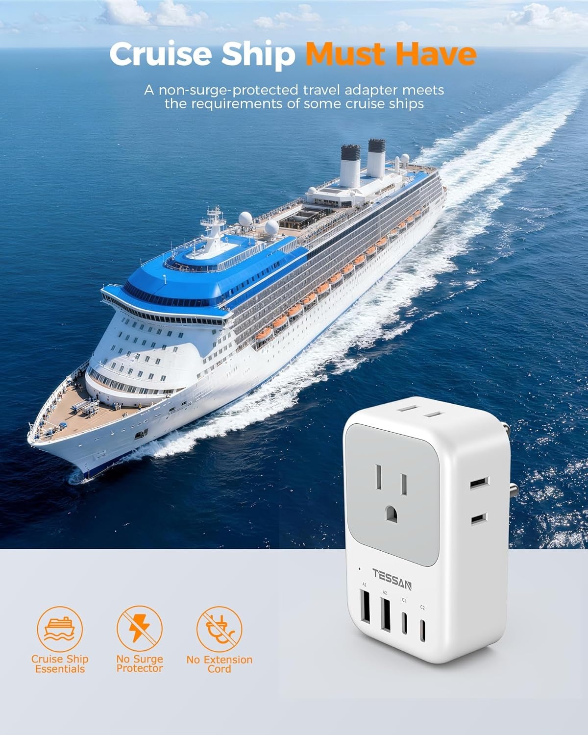 image:imageNew Zealand Power Adapter 2 Pack TESSAN PD 20W US to Australia Plug Adapter with 4 AC Outlets 4 USB Ports 2 USB C Type I Travel Adaptor for USA to Australian Argentina China Fiji AU NZ SamoaType D  India Maldives