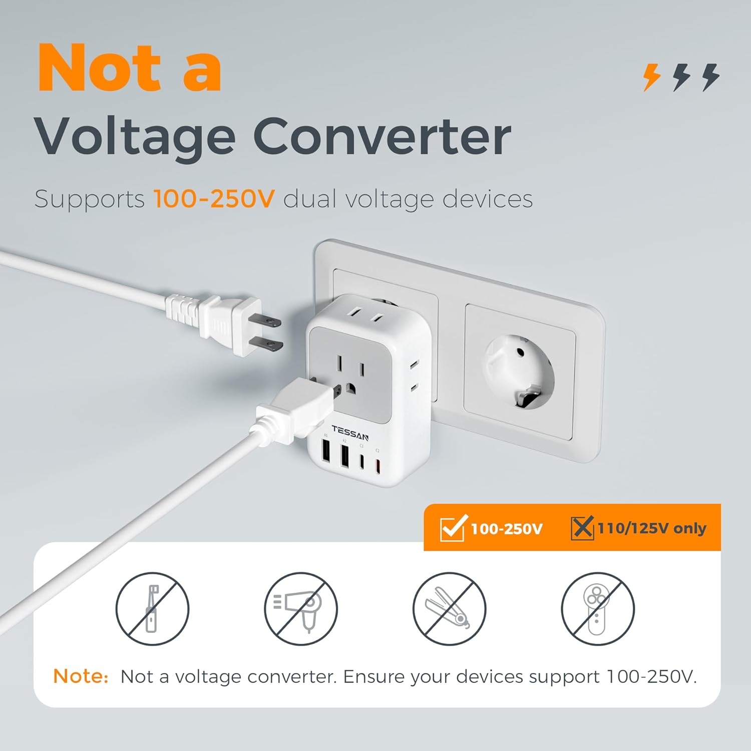 image:imageNew Zealand Power Adapter 2 Pack TESSAN PD 20W US to Australia Plug Adapter with 4 AC Outlets 4 USB Ports 2 USB C Type I Travel Adaptor for USA to Australian Argentina China Fiji AU NZ SamoaType C  Most of Europe