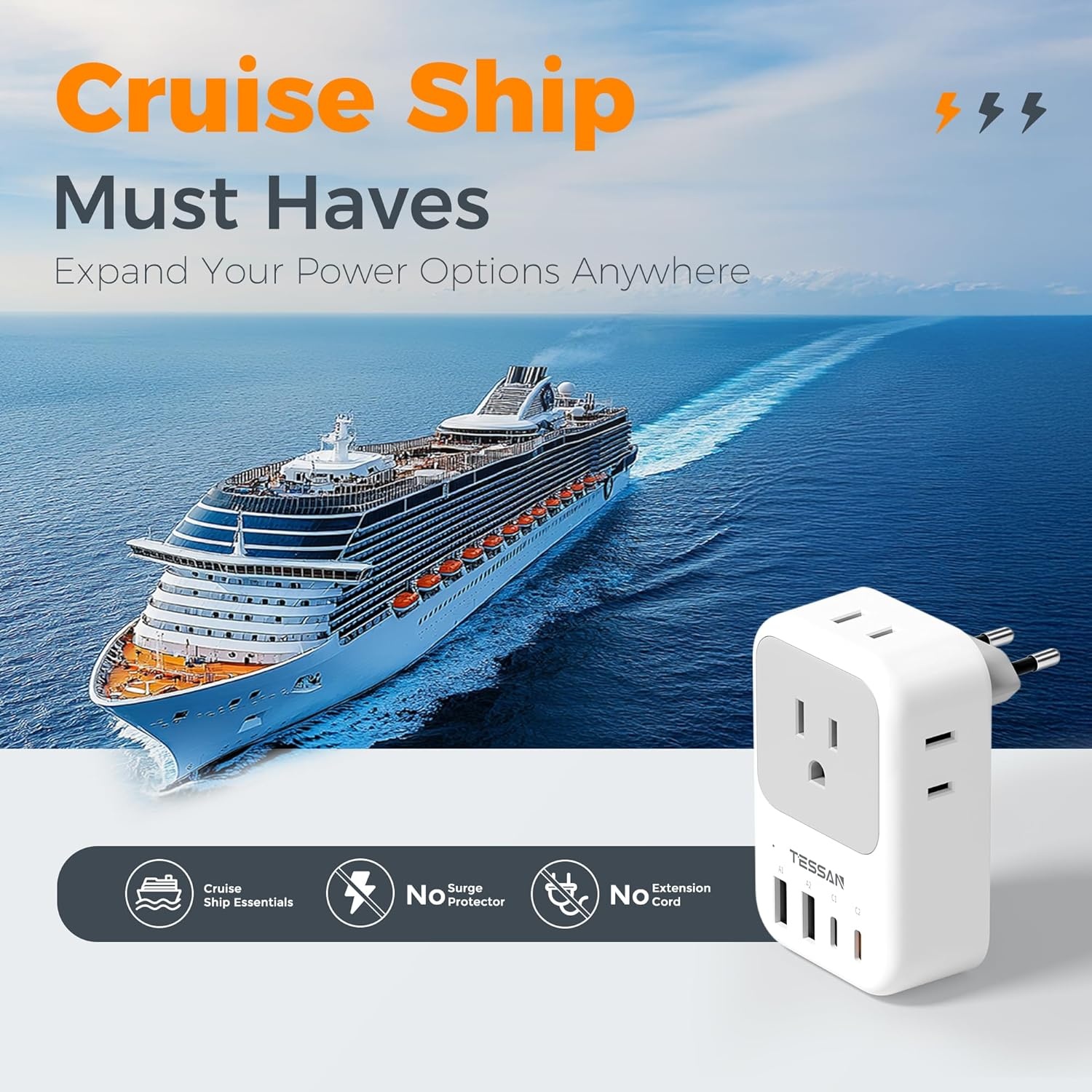 image:imageNew Zealand Power Adapter 2 Pack TESSAN PD 20W US to Australia Plug Adapter with 4 AC Outlets 4 USB Ports 2 USB C Type I Travel Adaptor for USA to Australian Argentina China Fiji AU NZ SamoaType C  Most of Europe