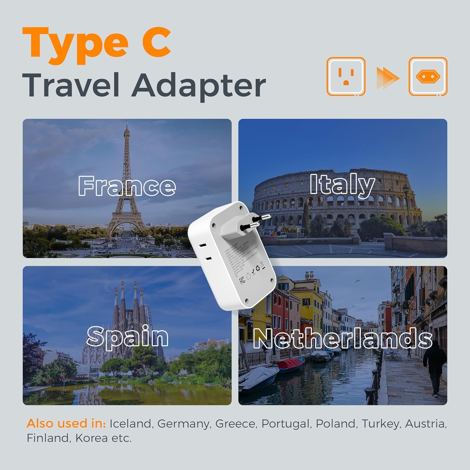 image:imageNew Zealand Power Adapter 2 Pack TESSAN PD 20W US to Australia Plug Adapter with 4 AC Outlets 4 USB Ports 2 USB C Type I Travel Adaptor for USA to Australian Argentina China Fiji AU NZ SamoaType C  Most of Europe
