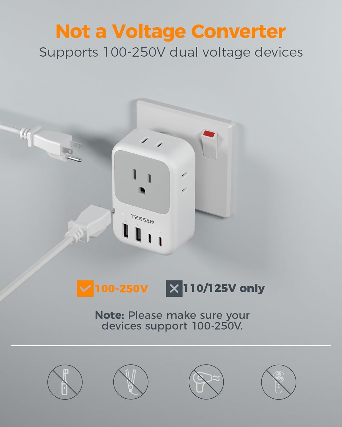 image:imageNew Zealand Power Adapter 2 Pack TESSAN PD 20W US to Australia Plug Adapter with 4 AC Outlets 4 USB Ports 2 USB C Type I Travel Adaptor for USA to Australian Argentina China Fiji AU NZ SamoaType D  India Maldives