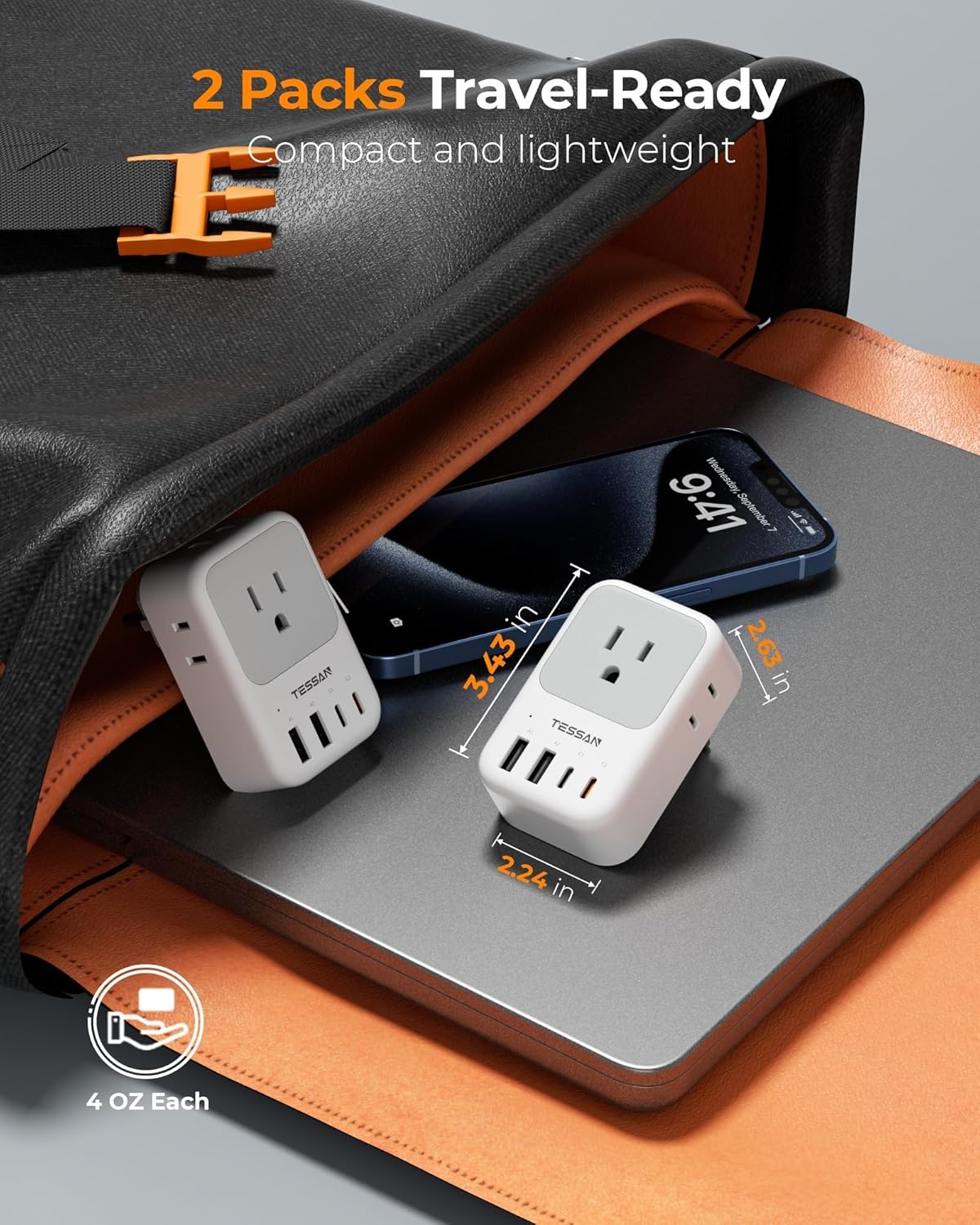 image:imageNew Zealand Power Adapter 2 Pack TESSAN PD 20W US to Australia Plug Adapter with 4 AC Outlets 4 USB Ports 2 USB C Type I Travel Adaptor for USA to Australian Argentina China Fiji AU NZ SamoaType EFGermany France