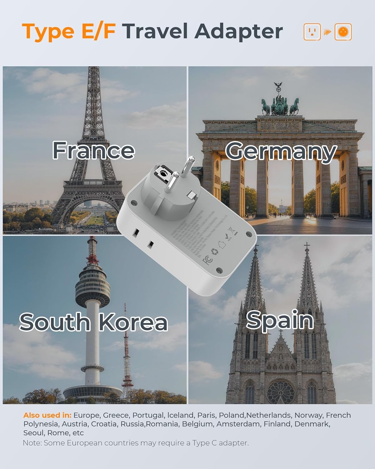 image:imageNew Zealand Power Adapter 2 Pack TESSAN PD 20W US to Australia Plug Adapter with 4 AC Outlets 4 USB Ports 2 USB C Type I Travel Adaptor for USA to Australian Argentina China Fiji AU NZ SamoaType EFGermany France