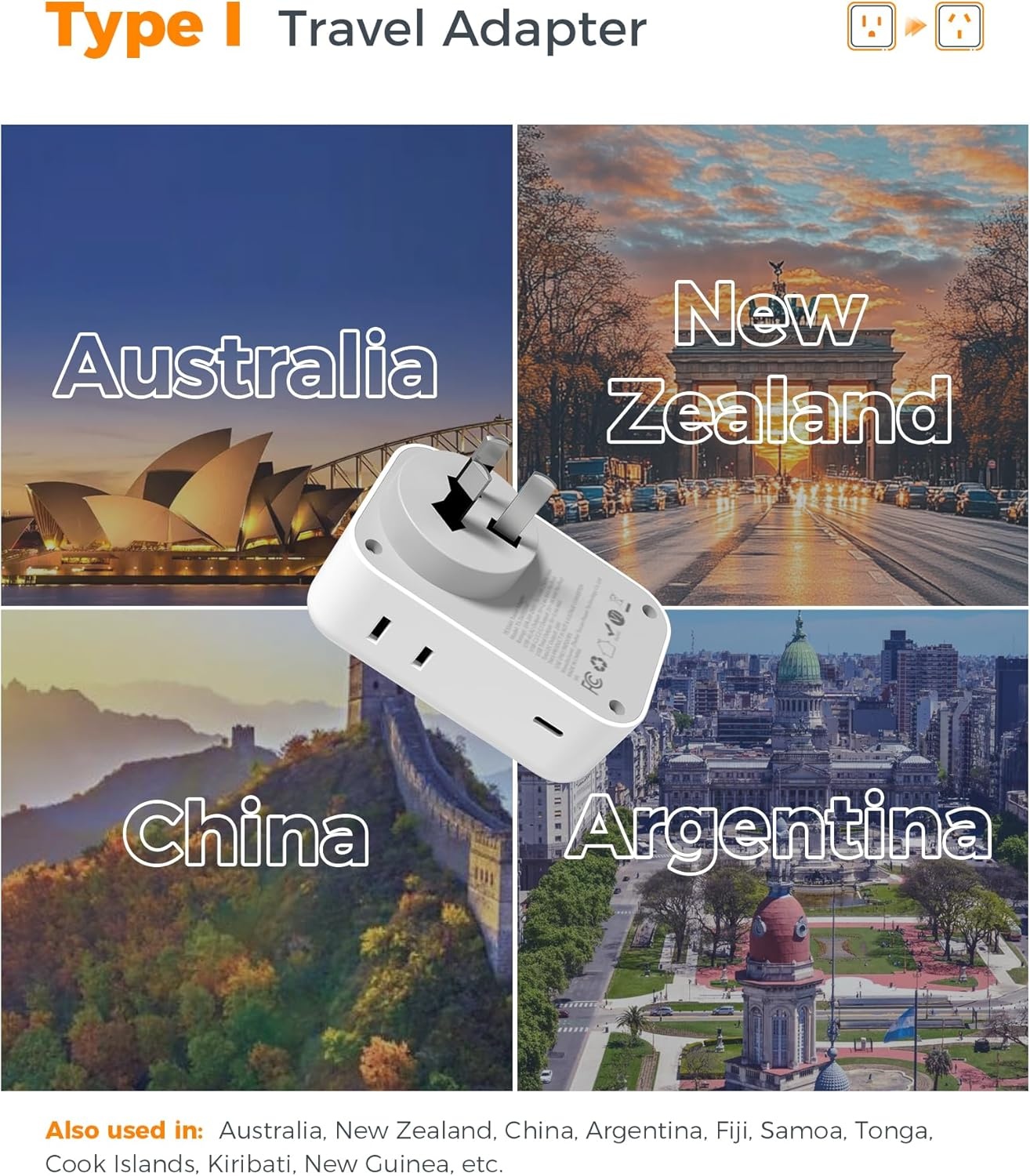 image:imageUS to India Plug Adapter 2Pack TESSAN India Power Adapter with 4 AC Outlets amp 5 USB Ports 3 USBC 28W Type D Travel Adaptor for USA to India Bangladesh Maldives Nepal PakistanType I  Australia China