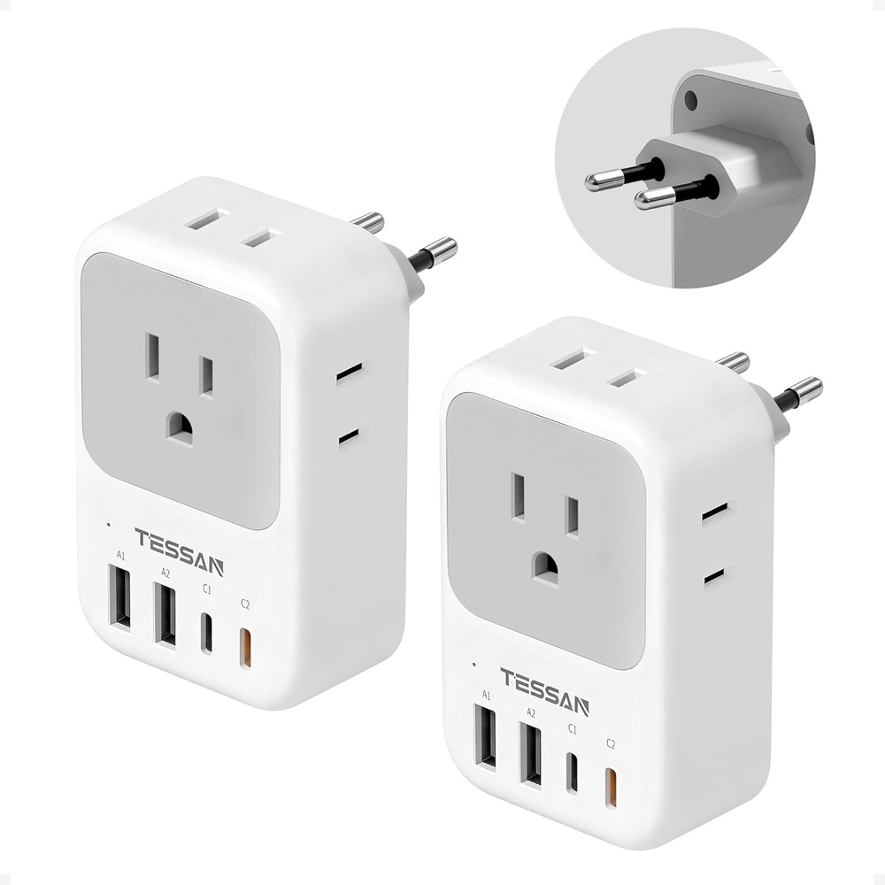 image:imageNew Zealand Power Adapter 2 Pack TESSAN PD 20W US to Australia Plug Adapter with 4 AC Outlets 4 USB Ports 2 USB C Type I Travel Adaptor for USA to Australian Argentina China Fiji AU NZ SamoaType C  Most of Europe