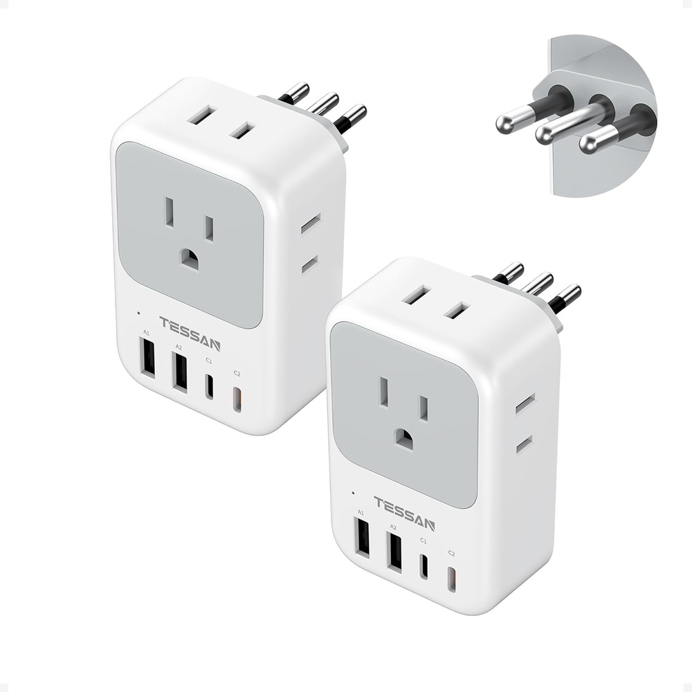 image:imageNew Zealand Power Adapter 2 Pack TESSAN PD 20W US to Australia Plug Adapter with 4 AC Outlets 4 USB Ports 2 USB C Type I Travel Adaptor for USA to Australian Argentina China Fiji AU NZ SamoaType L  Italy Chile