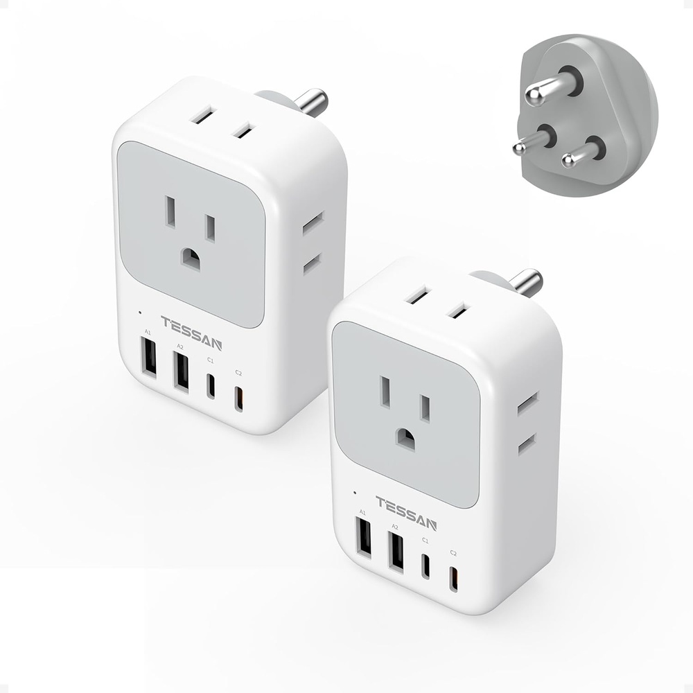 image:imageNew Zealand Power Adapter 2 Pack TESSAN PD 20W US to Australia Plug Adapter with 4 AC Outlets 4 USB Ports 2 USB C Type I Travel Adaptor for USA to Australian Argentina China Fiji AU NZ SamoaType D  India Maldives