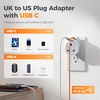 image:imageTESSAN UK to US Plug Adapter 3 in 1 UK Power Adapter 2 USBA 1 AC Type G to Type B Travel Outlet Adapter Compact Lightweight Charger for Travel Business Trips and Hotels Use in United States