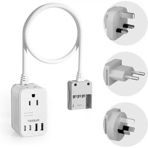 image:imageTESSAN 220 to 110 Voltage Converter US to Europe International Power Adapter with 4 USB Ports2 USB C 2 AC and EUUKAU Plug Universal Power Converter Adapter Combo Step Down Transformer Black2 Outlets  4 USB Ports