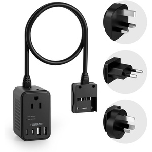image:imageTESSAN 220 to 110 Voltage Converter US to Europe International Power Adapter with 4 USB Ports2 USB C 2 AC and EUUKAU Plug Universal Power Converter Adapter Combo Step Down Transformer BlackBlack 2 Outlets  4 USB Ports