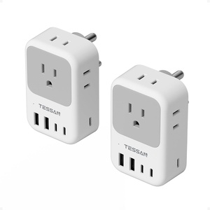 image:imageUS to India Plug Adapter 2Pack TESSAN India Power Adapter with 4 AC Outlets amp 5 USB Ports 3 USBC 28W Type D Travel Adaptor for USA to India Bangladesh Maldives Nepal PakistanType D  India Maldives