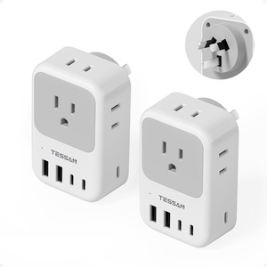 image:imageUS to India Plug Adapter 2Pack TESSAN India Power Adapter with 4 AC Outlets amp 5 USB Ports 3 USBC 28W Type D Travel Adaptor for USA to India Bangladesh Maldives Nepal PakistanType I  Australia China