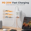 image:imageTESSAN USB C Charger Block 20W PD Fast Charging Adapter with Foldable Plug 1875W Power Outlet Extender4 AC and 4 USB for Cruise Home Office Dorm Room Essentials BlackGrey