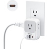 image:imageTESSAN USB C Charger Block 20W PD Fast Charging Adapter with Foldable Plug 1875W Power Outlet Extender4 AC and 4 USB for Cruise Home Office Dorm Room Essentials BlackGrey