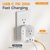 image:imageTESSAN USB C Charger Block 20W PD Fast Charging Adapter with Foldable Plug 1875W Power Outlet Extender4 AC and 4 USB for Cruise Home Office Dorm Room Essentials BlackGrey